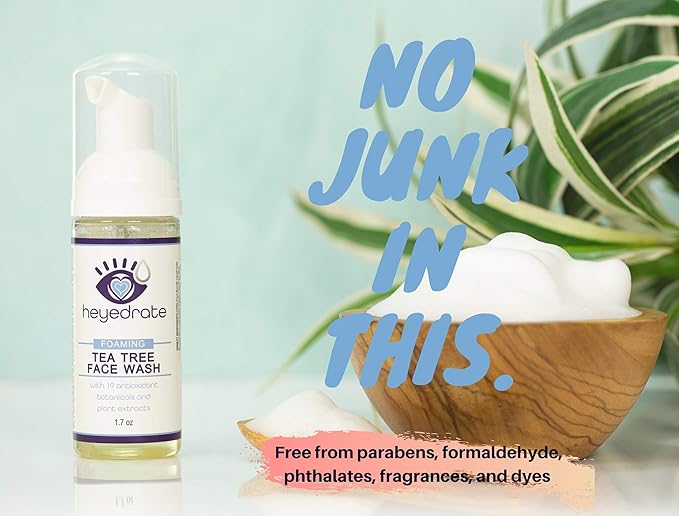 Foaming Tea Tree Face Wash and Eyelid Cleanser for Women - Made With Organic Ingredients & Aloe Vera (3 Pack (1.7 Ounces))