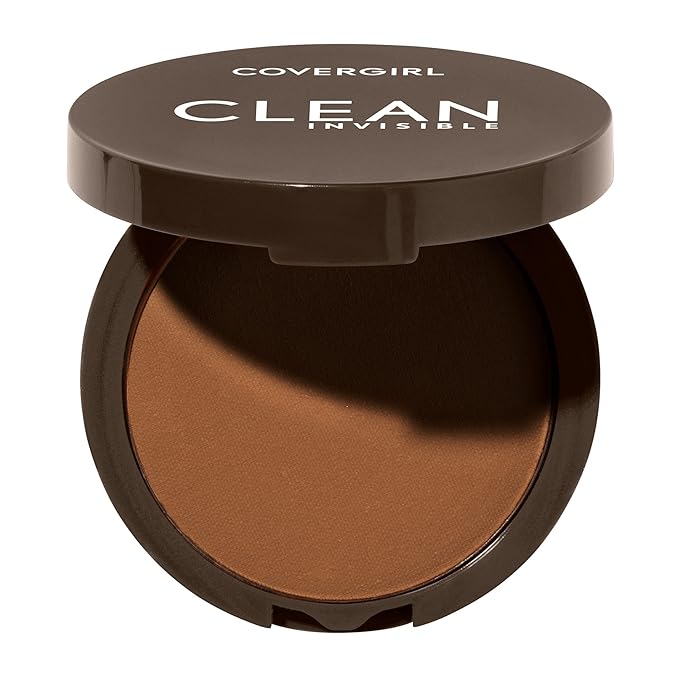 Covergirl Clean Invisible Pressed Powder, Lightweight, Breathable, Vegan Caramel 180, 0.38oz