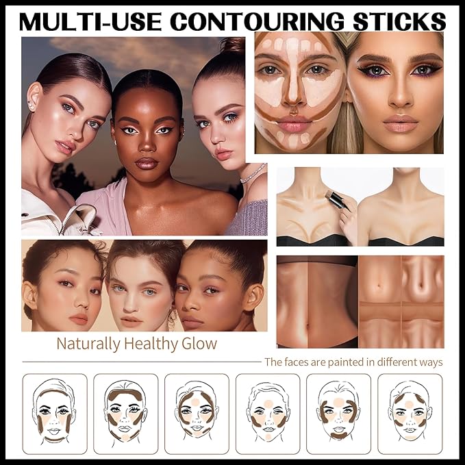 MIELIKKI 2Pcs Cream Contour Stick Makeup, Highlighter Stick