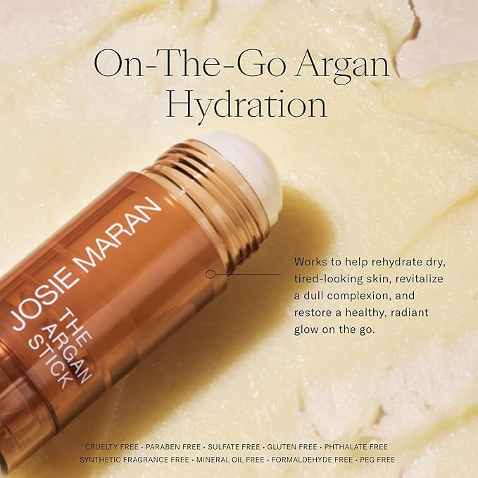 Josie Maran Argan Oil Stick - Multitasking Body Balm, Face Balm & Under Eye Stick - Restore Dull Skin with Antioxidants & Essential Fatty Acids for a Healthy, Radiant Glow - Vegan & Cruelty-Free (10g)