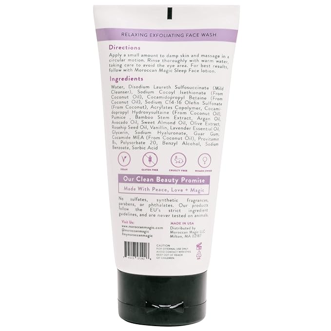 Moroccan Magic Sleep Exfoliating Face Wash | Clean Beauty | Sweet Lavender | Vegan | Cruelty-Free