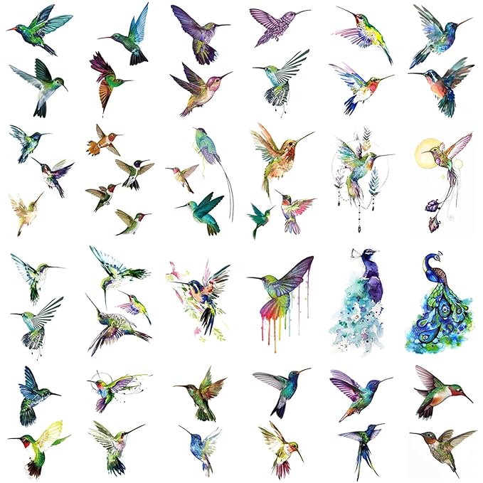 Weetuu 24 sheets hummingbird temporary