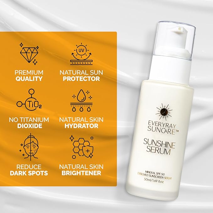 Sunshine Serum - Enriched Mineral Suncreen Serum - 1.69 fl oz - SPF 50 with skin hydrating squalane and Vitamin C - For All Skin Types and Skin Tones