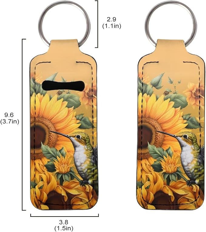 Hummingbird Sunflower Chapstick Holder Keychain