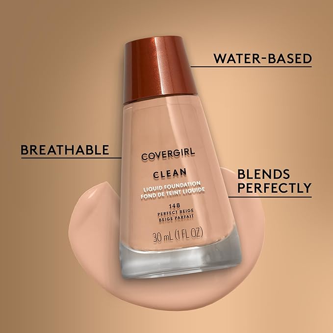 COVERGIRL Clean Liquid Foundation, Sand Beige 153, Pack of 1