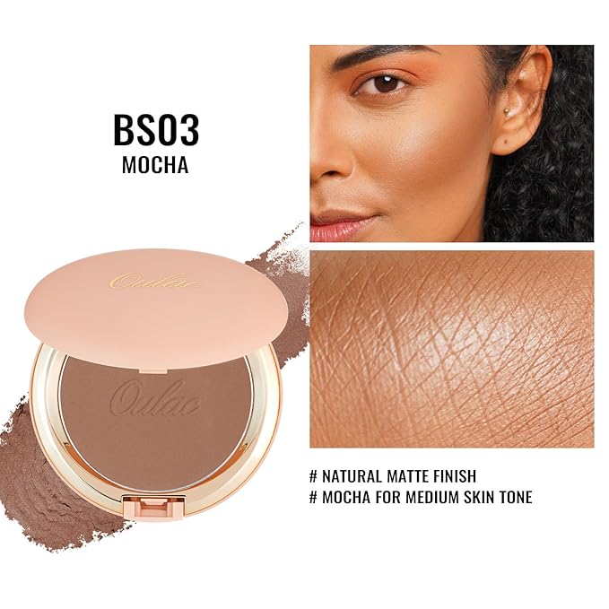 Oulac Matte Bronzer Powder Face Makeup with Mirror Cruelty-Free BS03