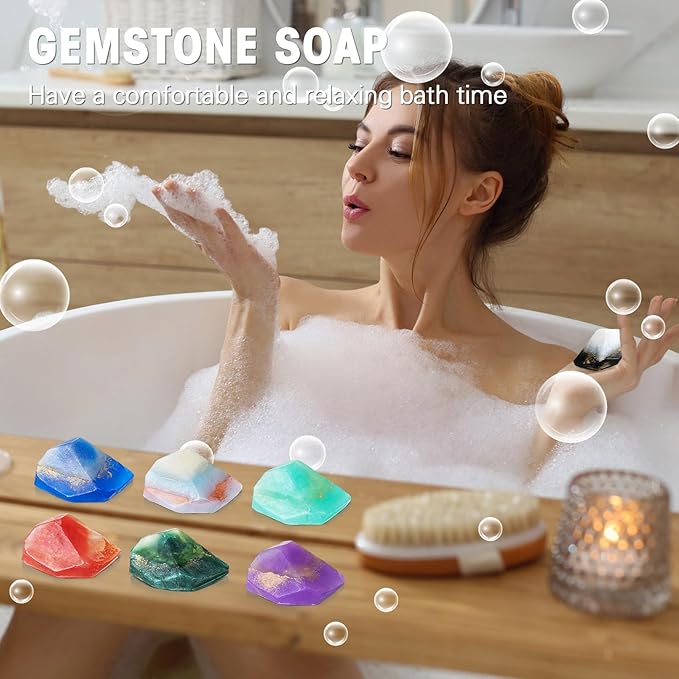 Loopeer 12 Pieces Gemstone Soap