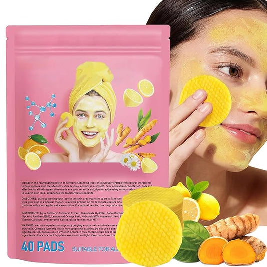 40 PCS Turmeric Kojic Acid Cleansing Pads,Turmeric