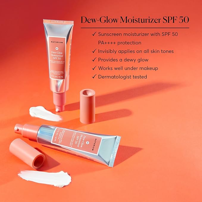 Naturium Dew-Glow Moisturizer SPF 50 PA++++, Daily Moisturizing Sunscreen & Face Primer, Skin Protector with Dewy Finish, 1.7 oz