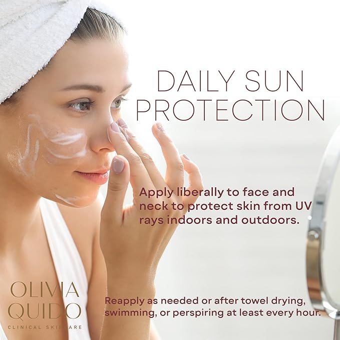 OLIVIA QUIDO Clinical Skincare Broad Spectrum Sunscreen SPF 50 with Lilac Stem Cell | Anti-Aging Skin Protection From UVA and UVB Rays | Water-Resistant Indoor and Outdoor Sunscreen with Matte Finish