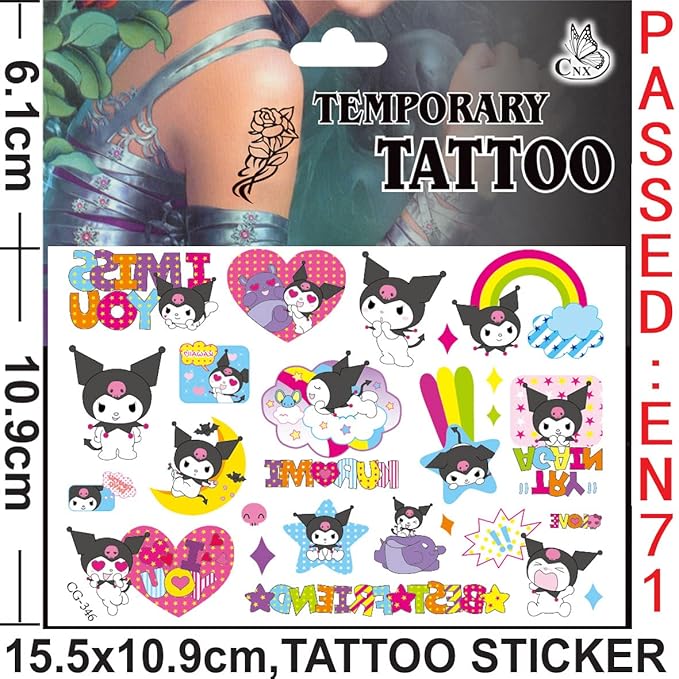 60pcs kuromi temporary tattoo stickers