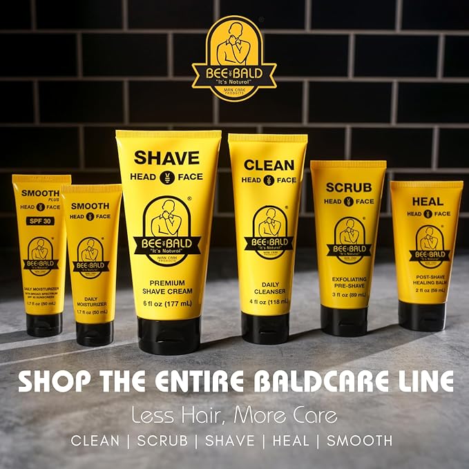 Bee Bald CLEAN Daily Head & Face Cleanser, Refreshes and Thoroughly Washes, Premium Bald Head Care for Men and Women, 4 fl oz (Pack of 3)