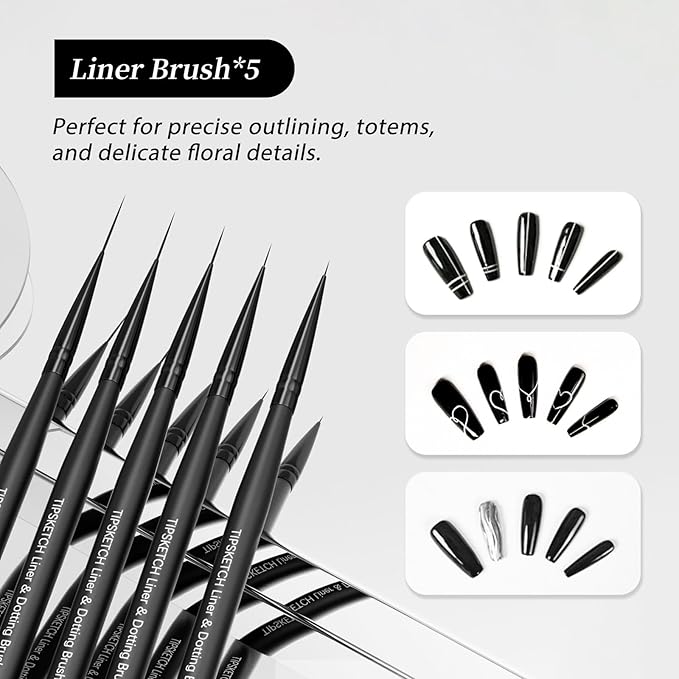 Nail art liner brushes 5pcs