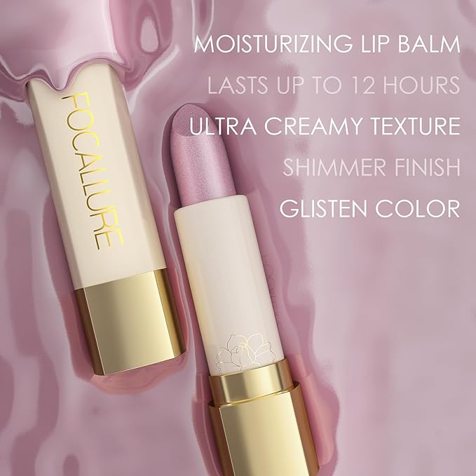 FOCALLURE Moisturizing Shiny Lipstick,Pearl Shimmery Finish,Hydrating Tinted Lip