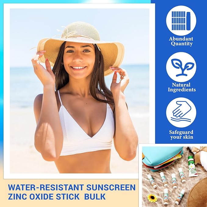 24 Pcs Mini Sunscreen Stick Bulk for Summer Wedding SPF 30 Face Sunscreen Stick Water Resistant Light Skin Tone Sun Block Stick for Thank You Gifts Adults Travel Wedding Party Supplies(Beach Style)