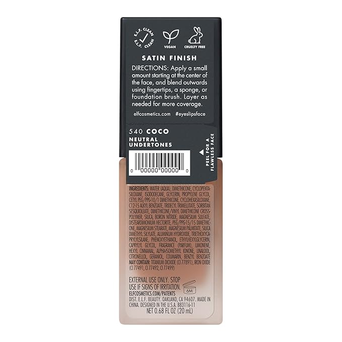 e.l.f. Flawless Finish Foundation, Lightweight & Medium Coverage, Oz () 20mL