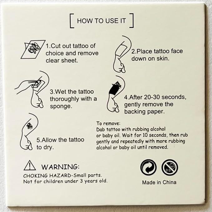 20 sheets stitch temporary tattoos