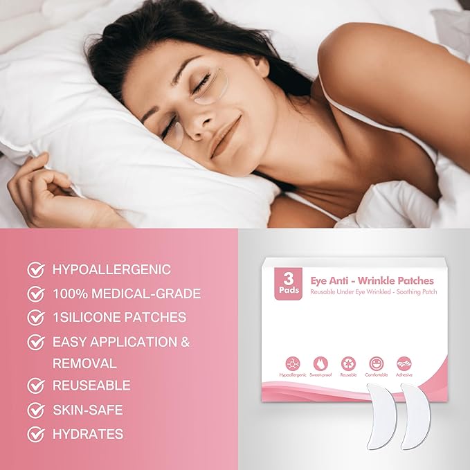 Reusable Wrinkle Patches 3 Pack - Silicone Fusion Treatment Forehead Patches for Brow Lift, Wrinkle Smoothers, Reduce Frown Lines & Face Lift (Eye)