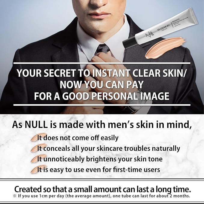 NULL [Matte Finish] mens BB Cream, Mens concealer, (Light Ochre) 7oz