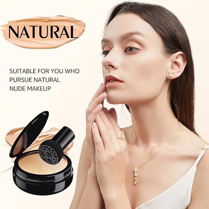 Mushroom Head Air Cushion CC Cream, Long-Lasting Brightening Concealer (Natural)