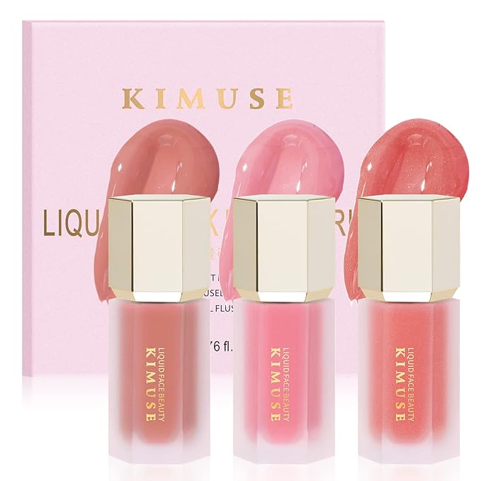 KIMUSE Soft Pink Gel-Cream Blush Trio, Liquid Blush (love pink)