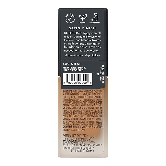 e.l.f. Flawless Finish Foundation, Lightweight & Medium Coverage, Oz () 20mL