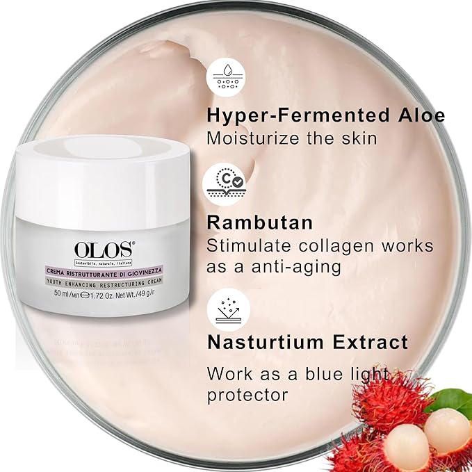 OLOS Youth-Enhancing Restructuring Cream - Anti-Aging Face Moisturizer - 1. 7 oz