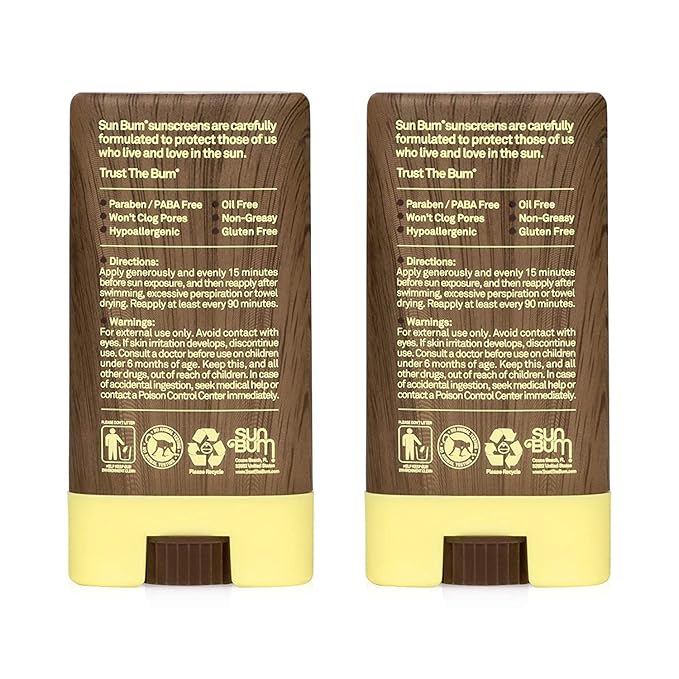 Sun Bum SPF 30 Sunscreen, Original Face Stick (2 Pack)