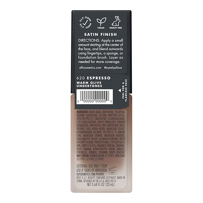 e.l.f. Flawless Finish Foundation, Lightweight & Medium Coverage, Oz () 20mL