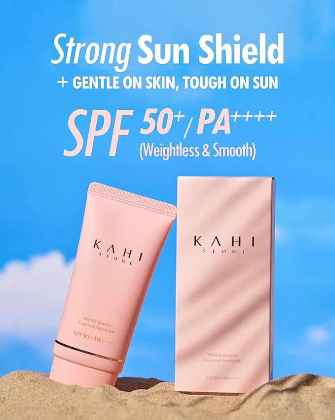 KAHI Wrinkle Bounce Essential Korean Sun Screen Face Moisturizer with SPF 50 + PA++++ Sun Block Daily Moisturizer with SPF | Tone Up Cream Face Sunblock Hydrating Moisturizer Face Cream 1.69 fl oz