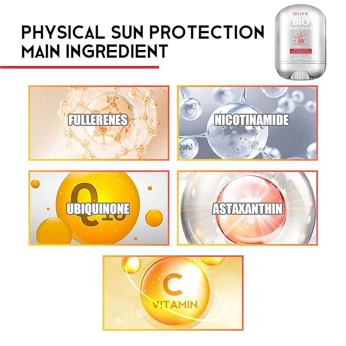 Bio Sun Stick,Face and Body Professional Sunscreen Stick,Enriched with Vitamin C Strong Sunscreen Keep Skin Moisture,Reduce Redness Sun Spots,Protection Repair of the Skin Suitable for all Types