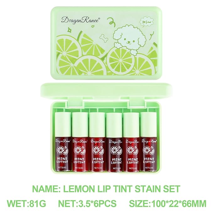 6-Color Korean Velvet Lip Tint Set - Waterproof, Lip