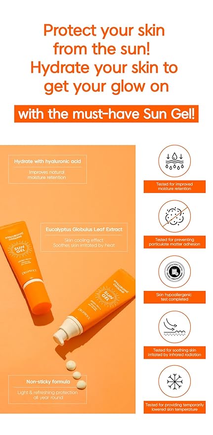 Deoproce Hyaluronic Cooling Sun Gel SPF50+ PA+++ 50g Korean Skincare |Anti-Aging| K-Beauty Sunscreen with No White Cast