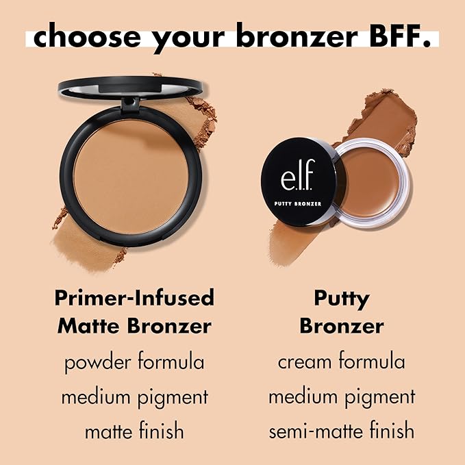 e.l.f. Primer-Infused Bronzer, Long-Lasting, Lightweight & Buildable Powder Fresh Tan