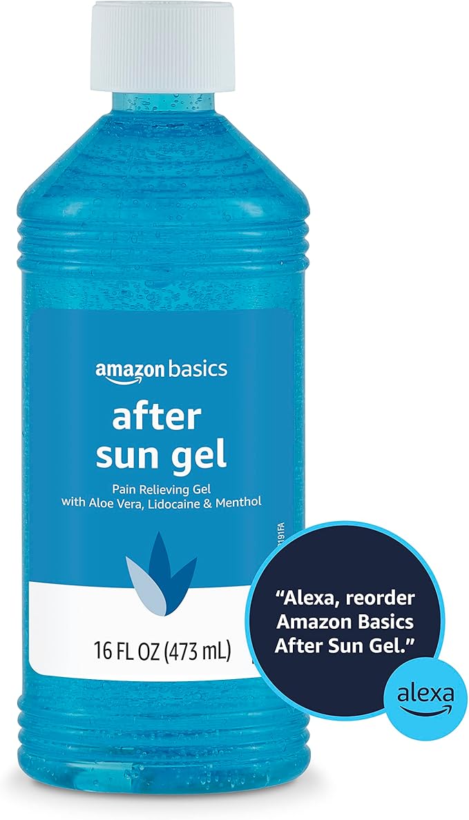 Amazon Basics After Sun Gel with Aloe Vera, Lidocaine and Menthol, 16 Fl Oz (Pack of 1) (Previously Solimo)