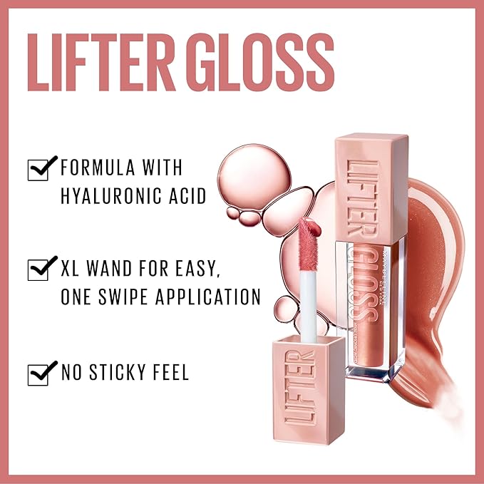 Maybelline Lifter Gloss, Hydrating Lip Gloss with Hyaluronic Lip