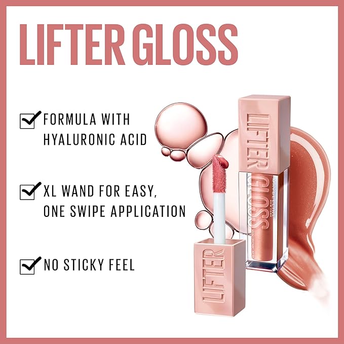 Maybelline Lifter Gloss, Hydrating Lip Gloss with Hyaluronic Lip