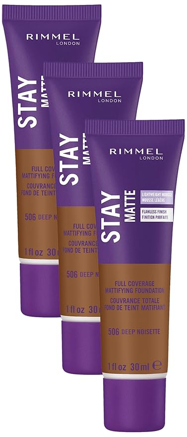 Rimmel Stay Matte Foundation, Deep Noisette, 1 Fluid of 3)