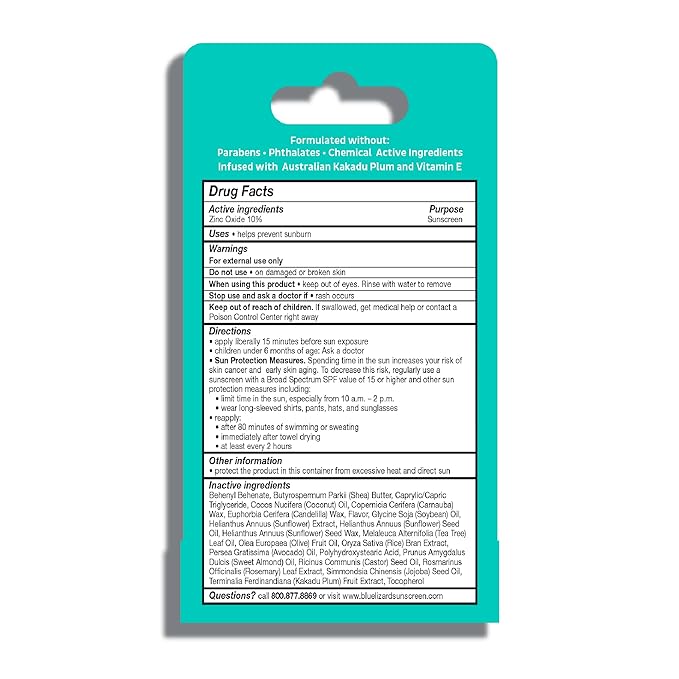 3-Pack Blue Lizard Mineral SPF 15 Lip Balm: Broad Spectrum Sun Protection, Natural Coconut Flavor, 8 Natural Oils, Infused with Australian Kakadu Plum, Rich in Vitamin C, Vegan, Each Tube 0.13 oz.