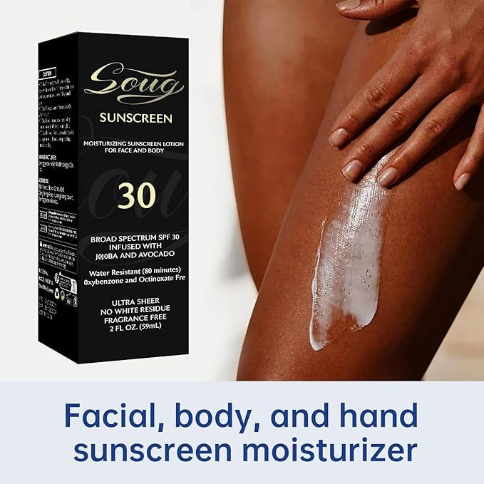 Sunscreen Black Girl (2 Fl. Oz), Face & Body Moisturizing Sunscreen Lotion SPF 30, For Melanin Rich Skin,No White Residue,1 PCS