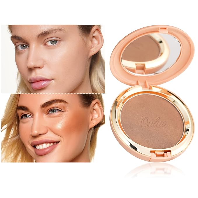 Oulac Shimmer Bronzer Powder Face Makeup with Mirror Cruelty-Free B02