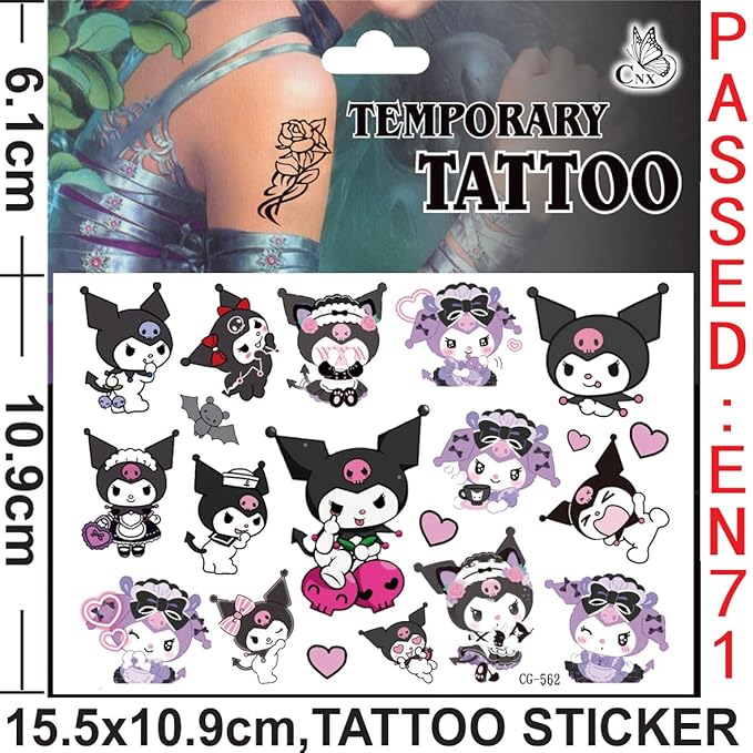 60pcs kuromi temporary tattoo stickers