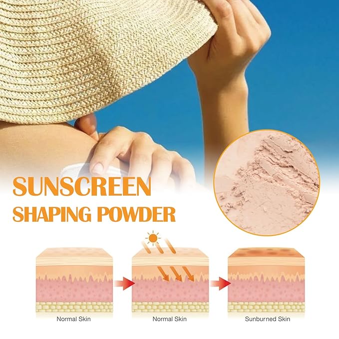 Mineral Powder Sunscreen, Powder Sunscreen for Face,Mineral SPF 50 PA+++ Sunscreen Powder,Long-Lasting Lightweight Breathable Sunscreen Power Brush