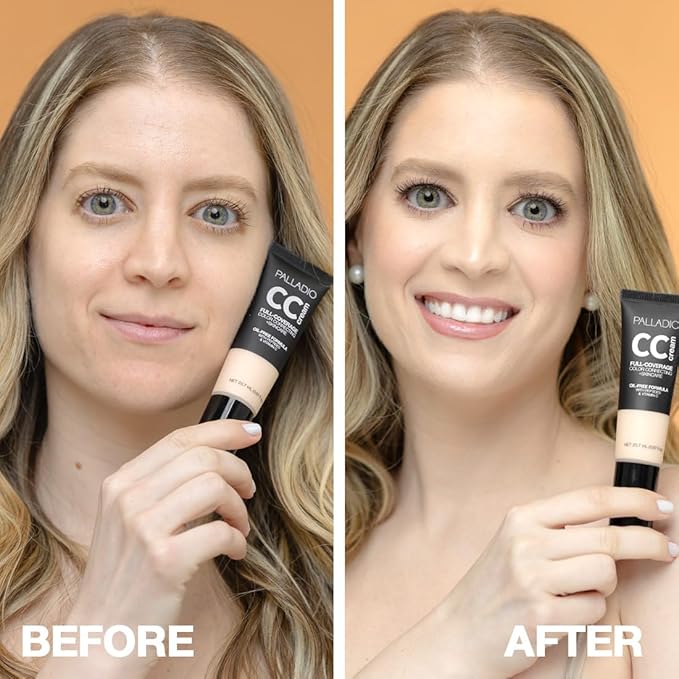 Palladio Full-Coverage Color Correction CC Cream, Oil-Free with