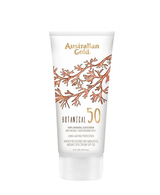 Australian Gold Botanical Sunscreen Mineral Lotion, Broad Spectrum, Water Resistant, SPF 50, 5 Ounce