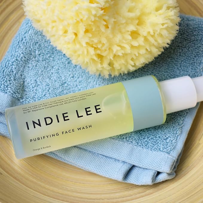 Indie Lee Purifying Face Wash - Hydrating Facial Cleanser + Makeup Remover - With Orange, Lavender, Burdock + Jasmine - Foam Face Wash for All Skin Types (125ml)