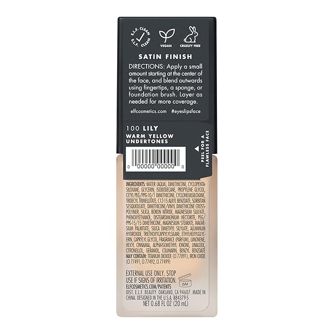 e.l.f. Flawless Finish Foundation, Lightweight & Medium Coverage, Oz () 20mL