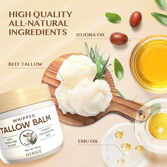 Whipped Beef Tallow Balm for Skin: 2.12 OZ