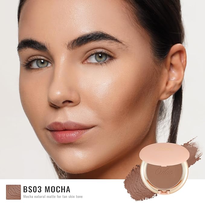 Oulac Matte Bronzer Powder Face Makeup with Mirror Cruelty-Free BS03