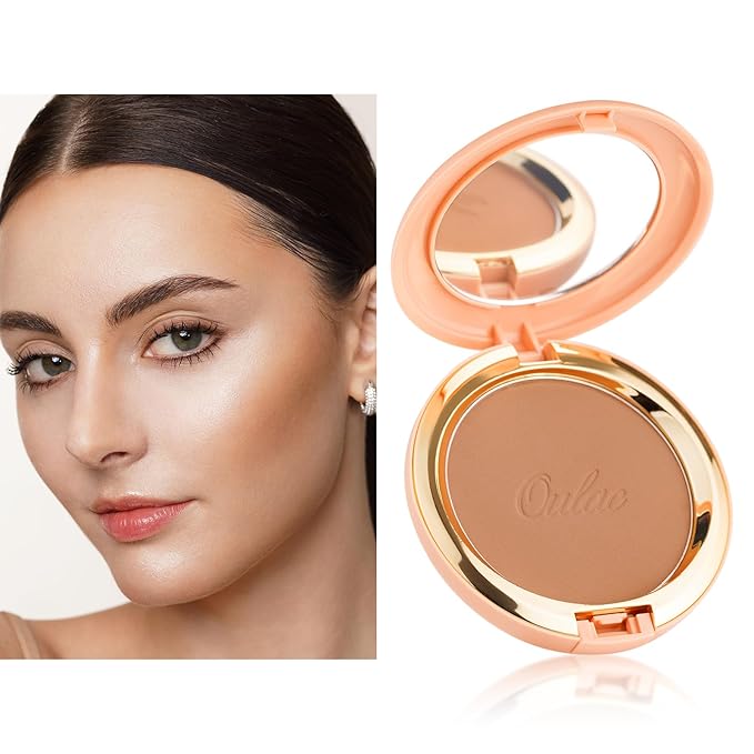 Oulac Matte Bronzer Powder Face Makeup with Mirror Cruelty-Free BS02